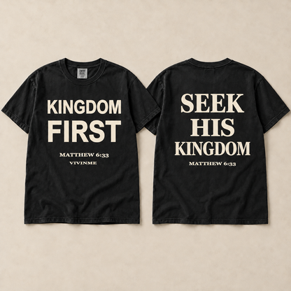 Kingdom First Christian Graphic Tee | Matthew 6:33 Cotton Shirt | VIVINME