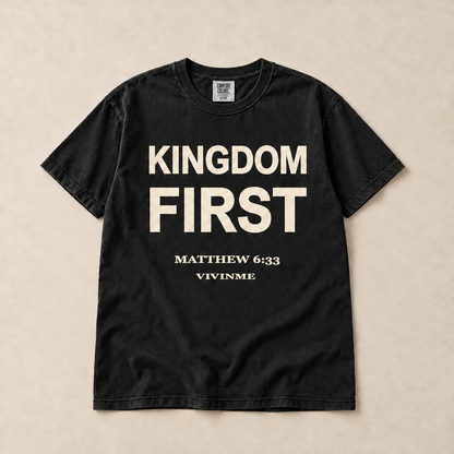 Kingdom First Christian Graphic Tee | Matthew 6:33 Cotton Shirt | VIVINME