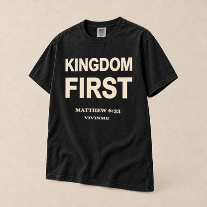 Kingdom First Christian Graphic Tee | Matthew 6:33 Cotton Shirt | VIVINME